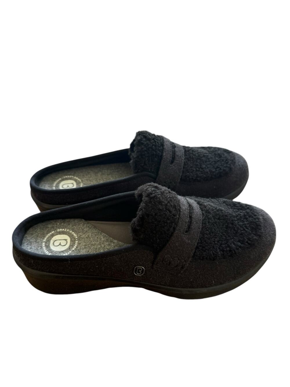 Bzees Georgia Mule Shoes Women’s 9 Black Knit Penny Loafer Clogs